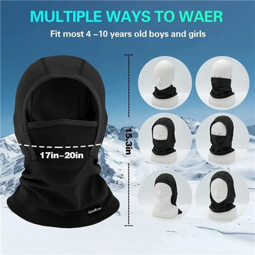 Kids Balaclava Ski Mask, Fleece Face Mask Neck Warmer for Boys Girls